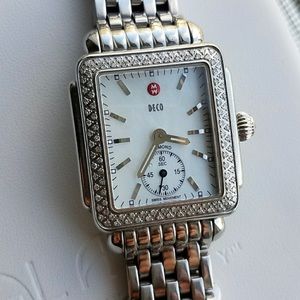 MICHELE Deco Mid Diamond Bezel Stainless Steel Watch with original box & tags
